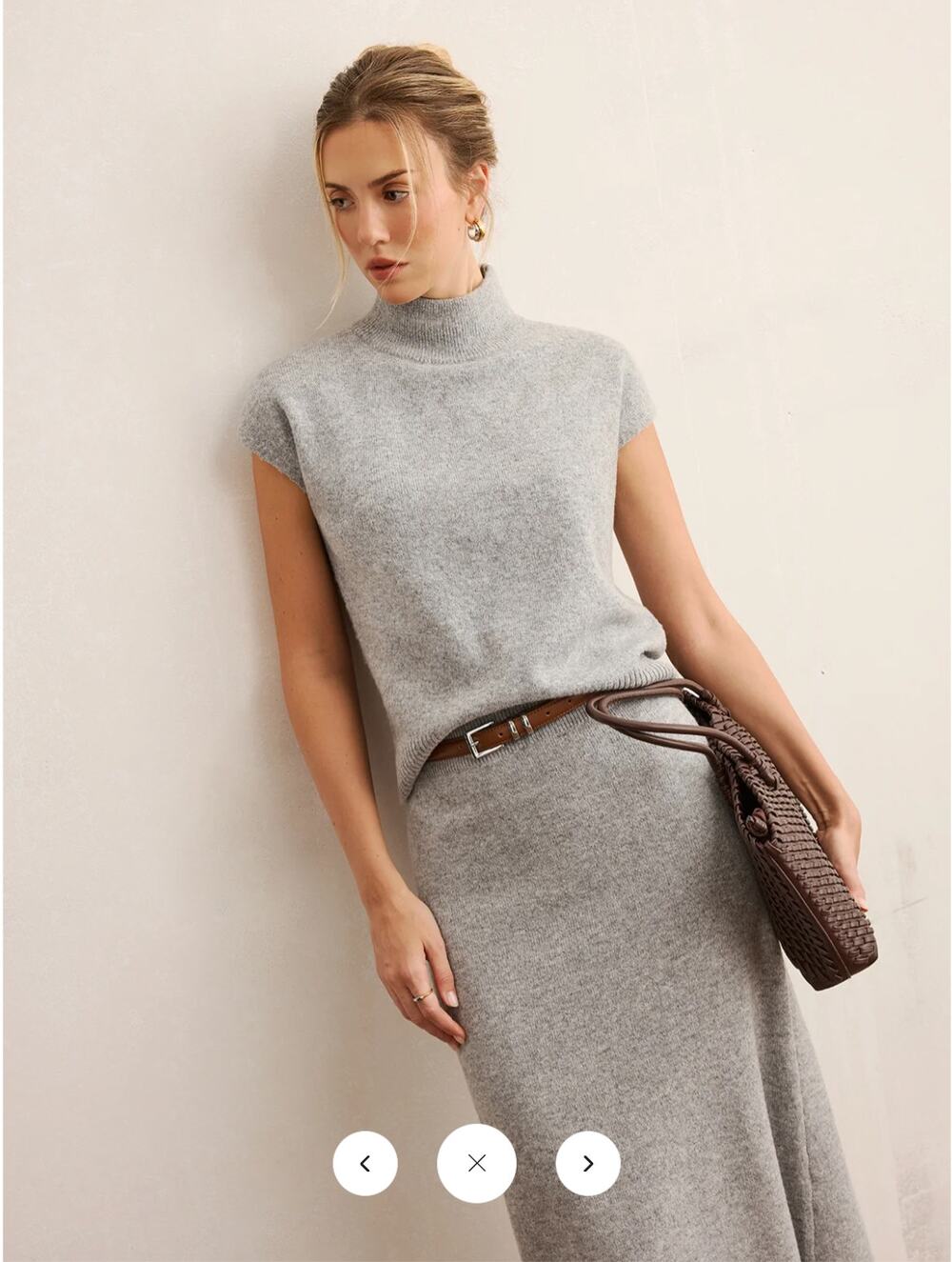 NWT Commense Mock Neck Knit Top & Midi Skirt Set without Belt Sz XS